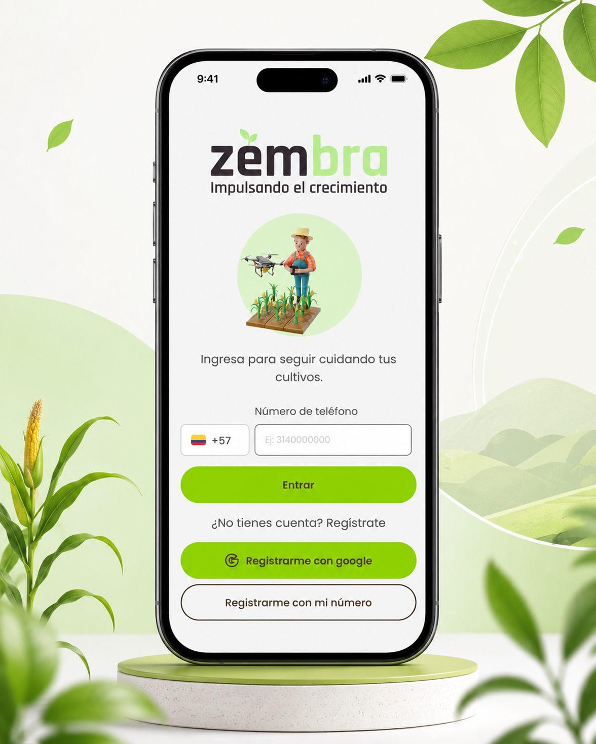 Mockup de la app móvil Zembra